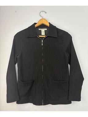 Vintage 90s Black Lightweight Collared Zip-Up Jacket S / M Notations Clothing Co